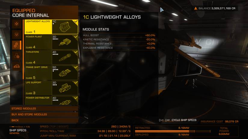 The Core Internals screen for the DBX after some modifications.