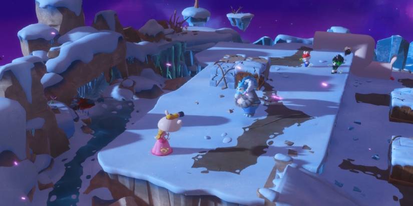 Fighting a battle in Mario + Rabbids Sparks of Hope