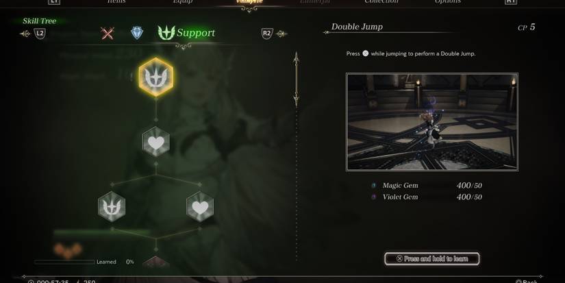 The upgrade menu in Valkyrie Elysium