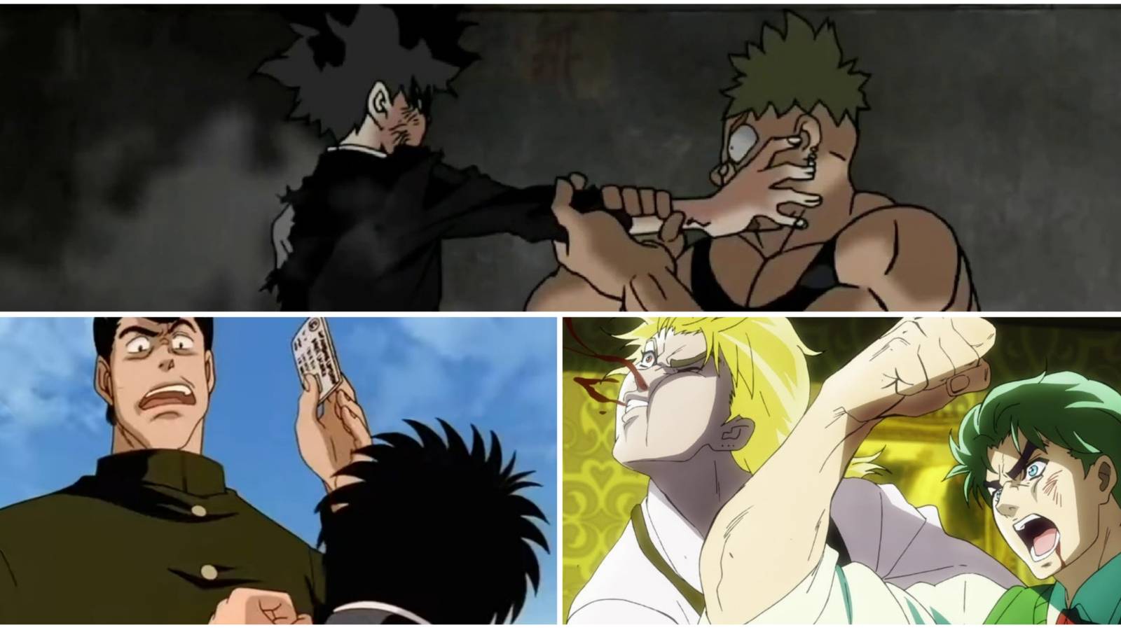 Bullied Anime Characters- Mob Psycho 100 Hajime no Ippo Jojo's Bizarre Adventure
