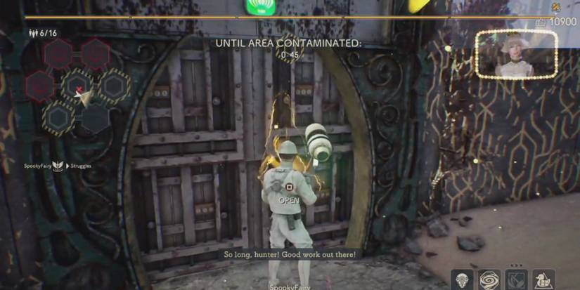 Standing in front of a door in Deathverse: Let it Die