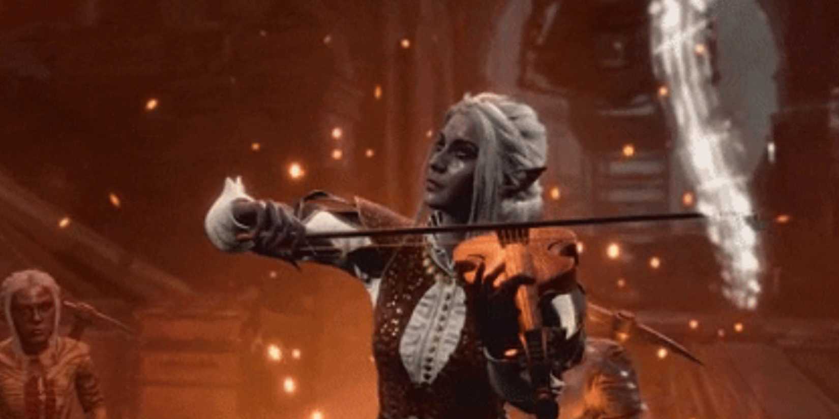 A Bard playing the violin