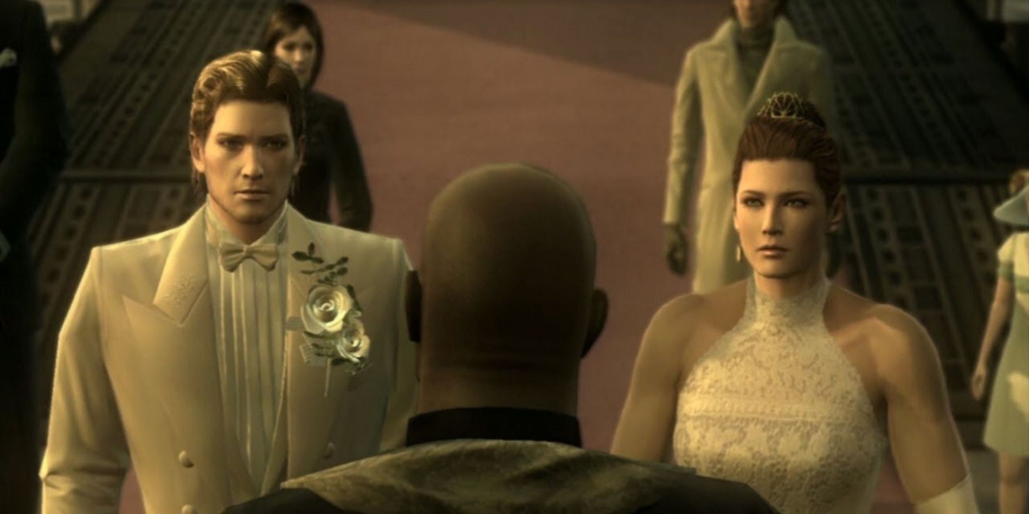 A cutscene featuring characters in Metal Gear Solid 4