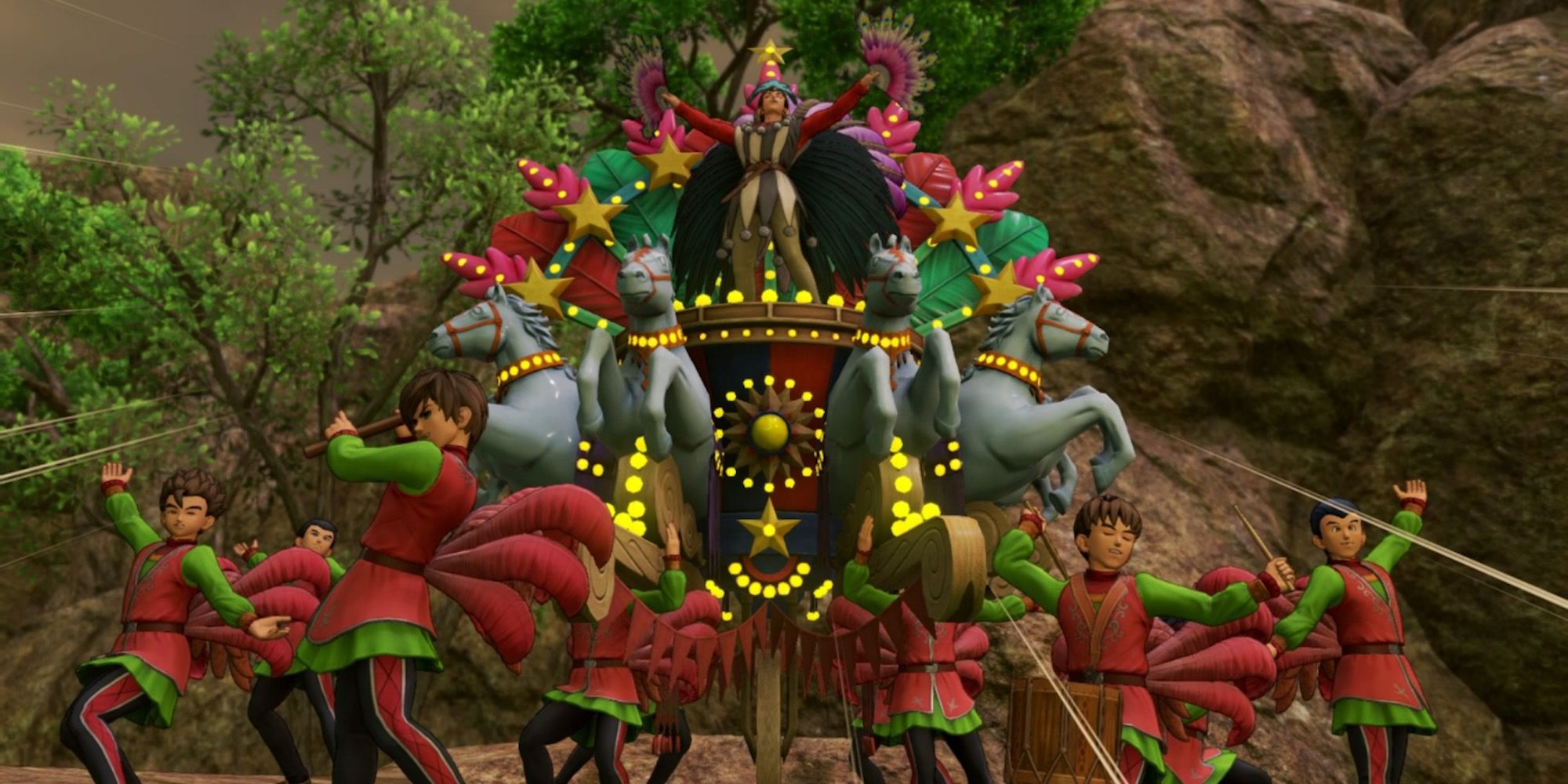 Сцена с участием персонажей Dragon Quest 11.