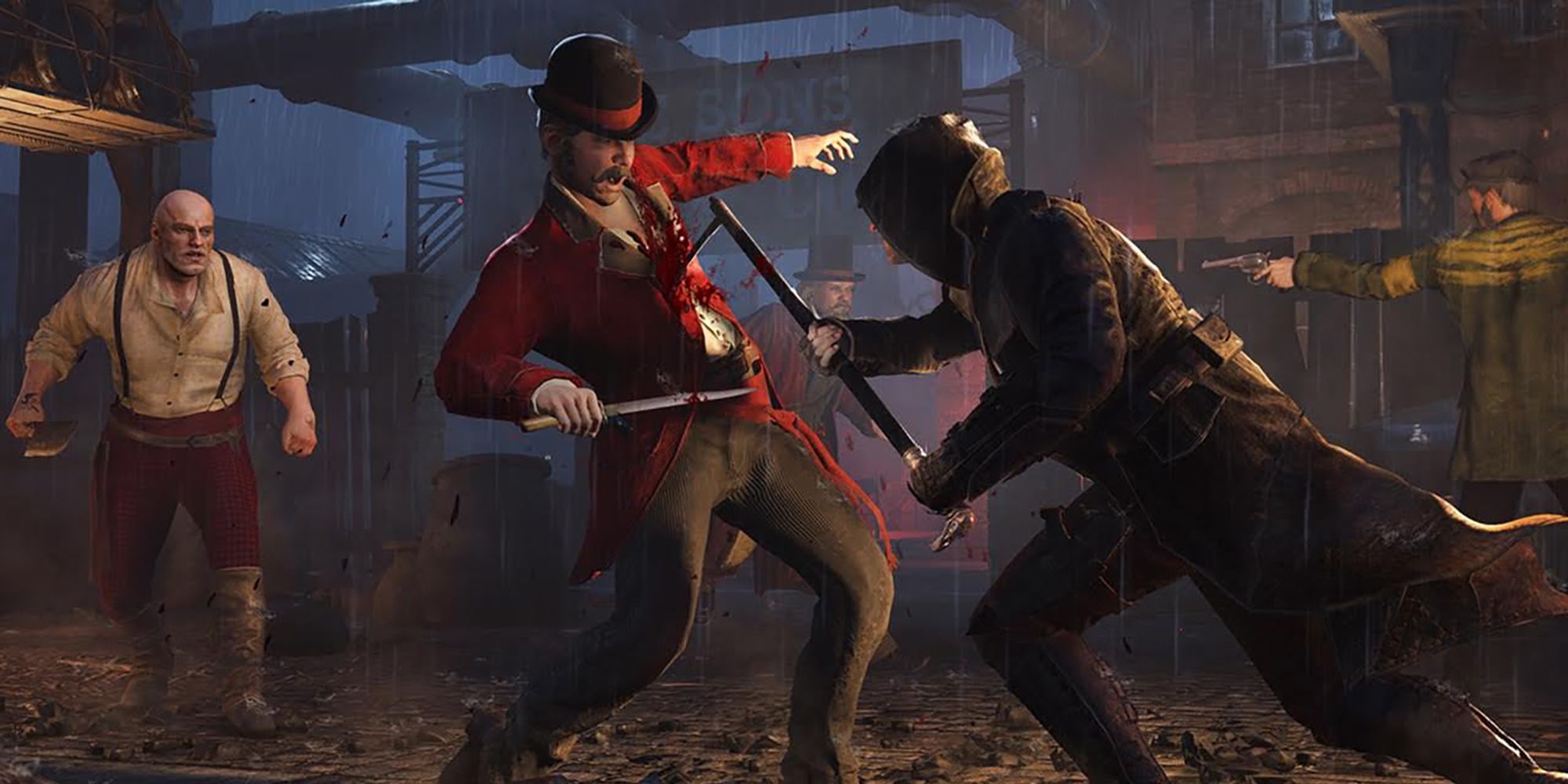 An Image From Assassin's Creed: Syndicate showing characters brawling