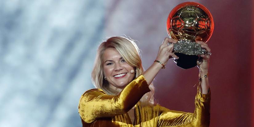 Ada Hegerberg lifting the Ballon D'Or