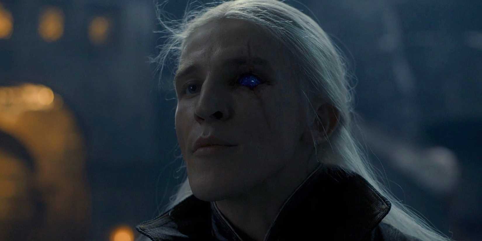 Aemond Targaryen showing sapphire eye House of the Dragon