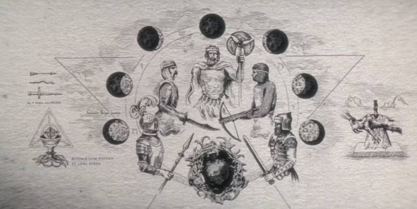 An illustration of knights in Werewolf By Night on Disney Plus