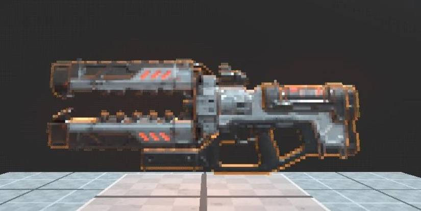 The Arc Rifle on a stand in Pordeus