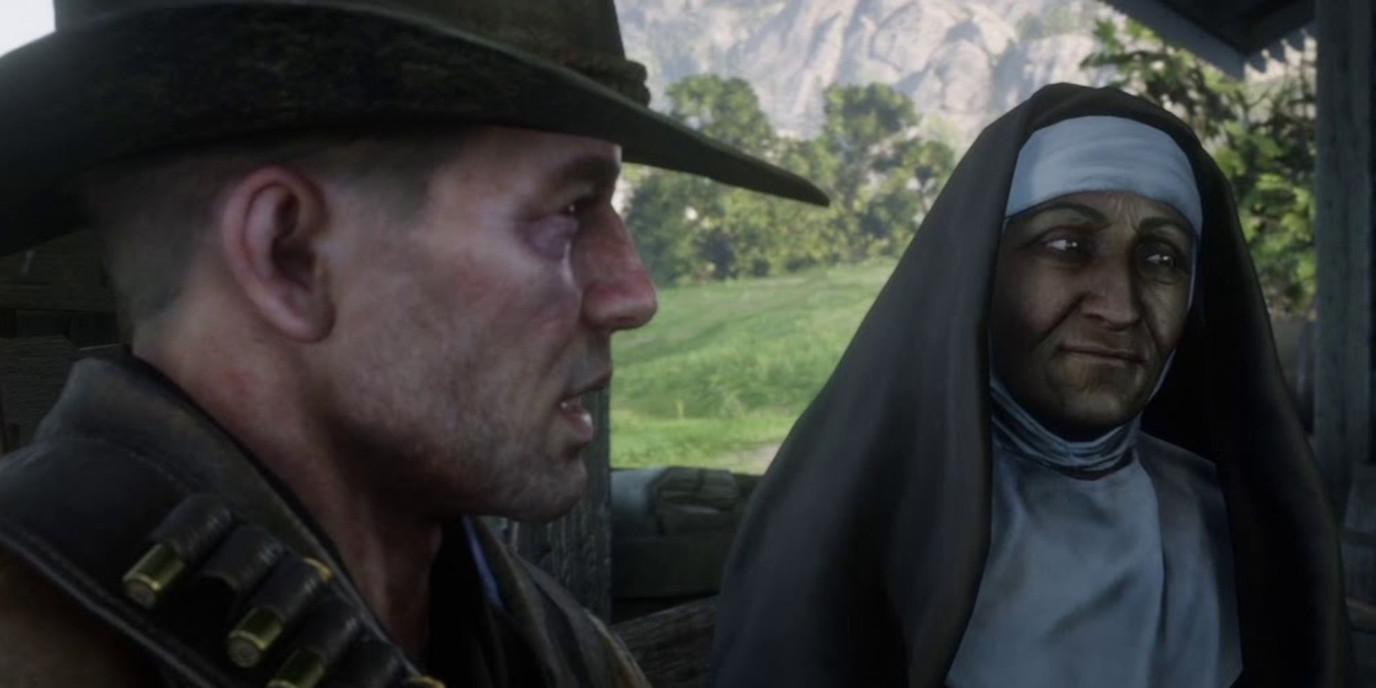 Arthur Talking to the Nun in Red Dead Redemption II
