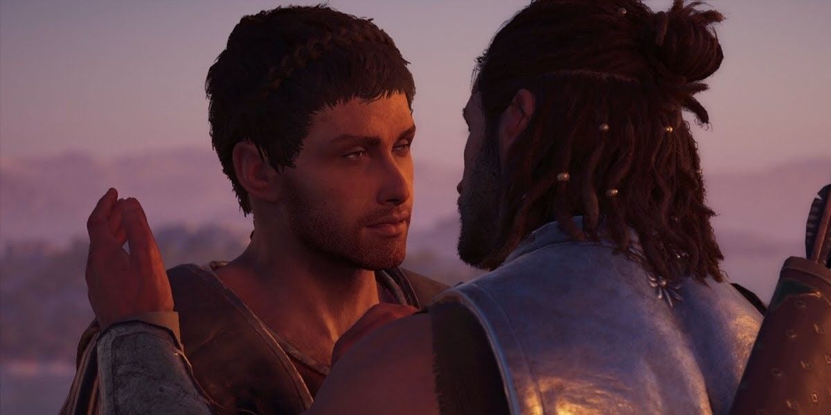 Alexios about to kiss Thaletas