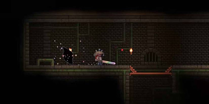 The rainbow-hued Asuterosaberu DX sword in Starbound