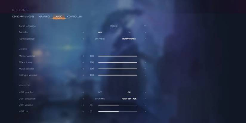 Audio Settings in Shatterline