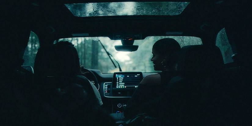 Car backseat view of Earn and Van Atlanta season 4