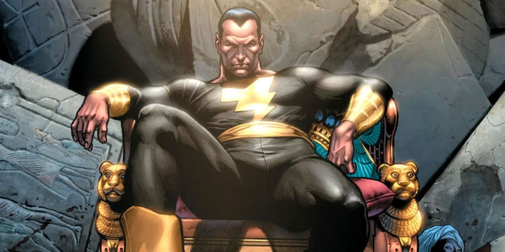 Black Adam on the throne in DC Comics