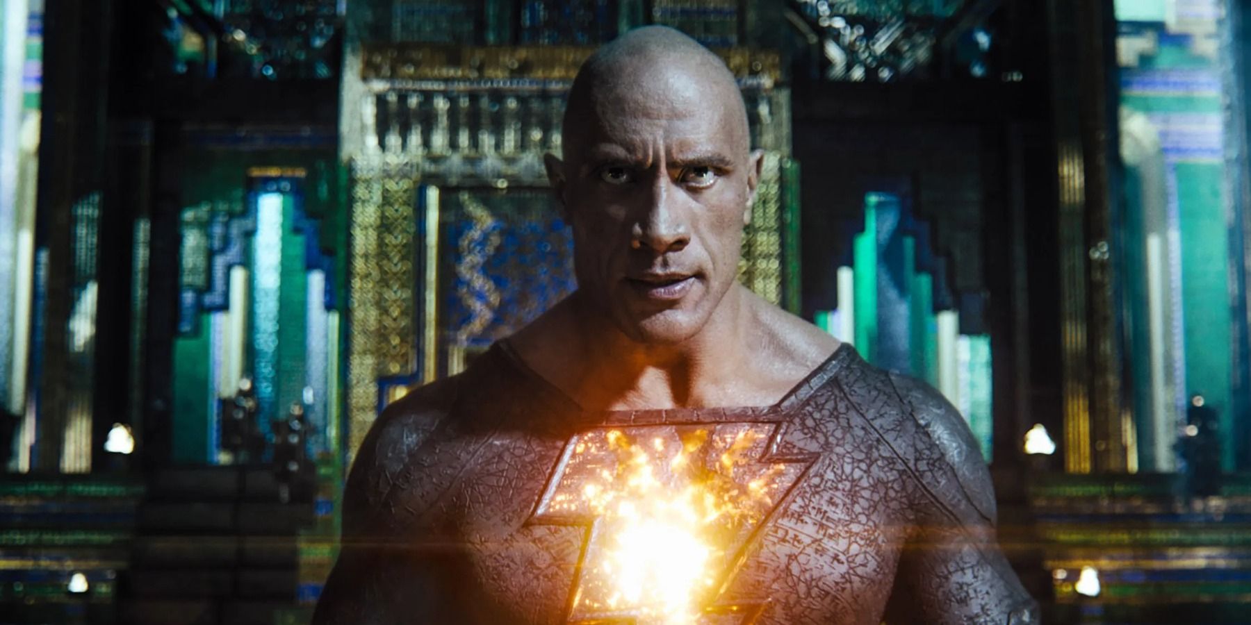 Dwayne Johnson in palace throne room Black Adam