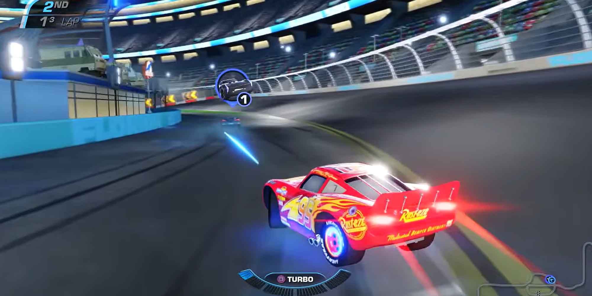 Drifting through a curve in the Cars 3 Disney Game