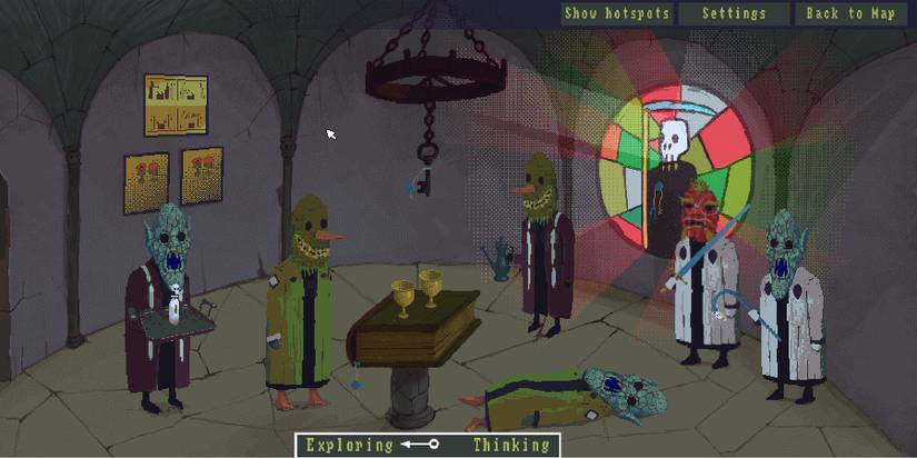 A cult ceremony in The Case of the Golden Idol