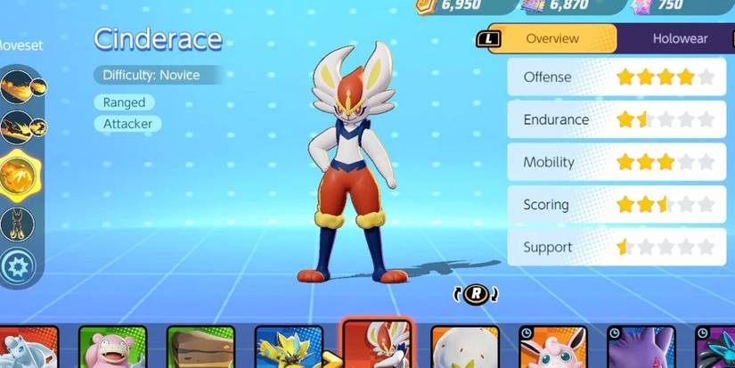 Cinderace in the character select screen