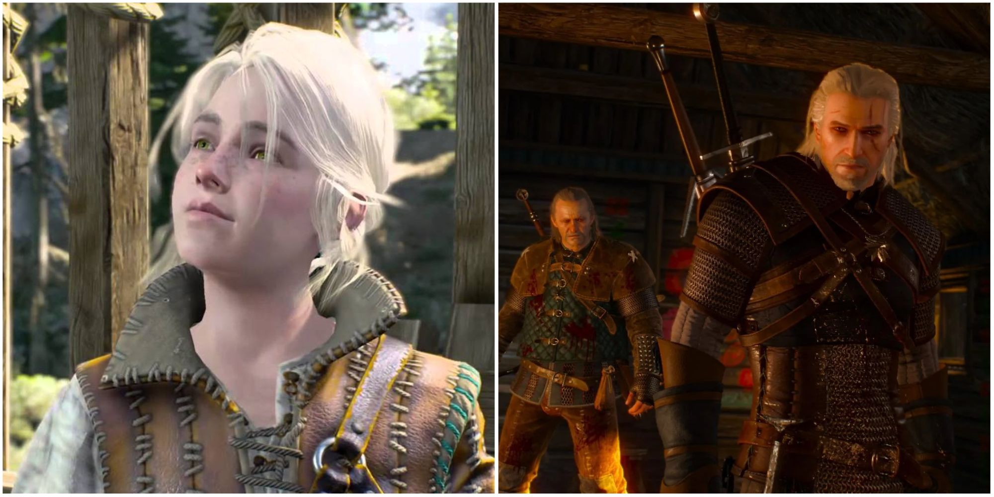 Ciri, Geralt, and Vesemir in The Witcher 3: Wild Hunt