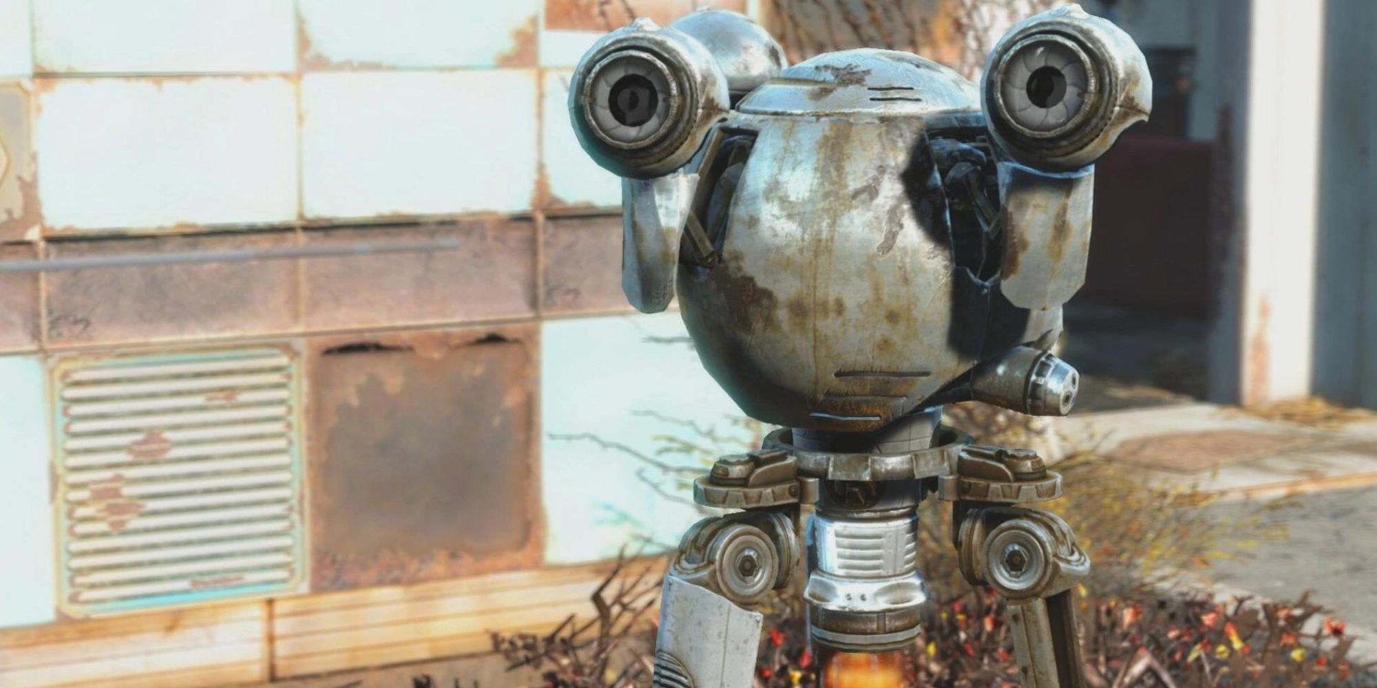 A close up of Codsworth from Fallout 4