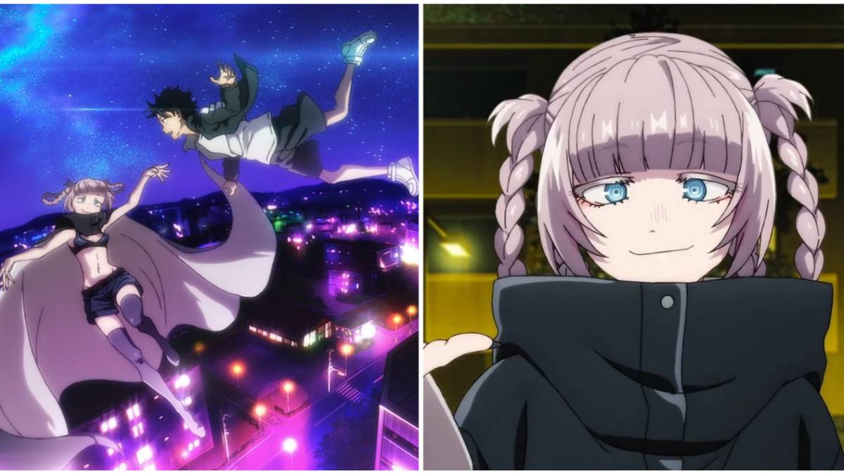 screenshots of nazuna and kou from the anime Call Of The Night