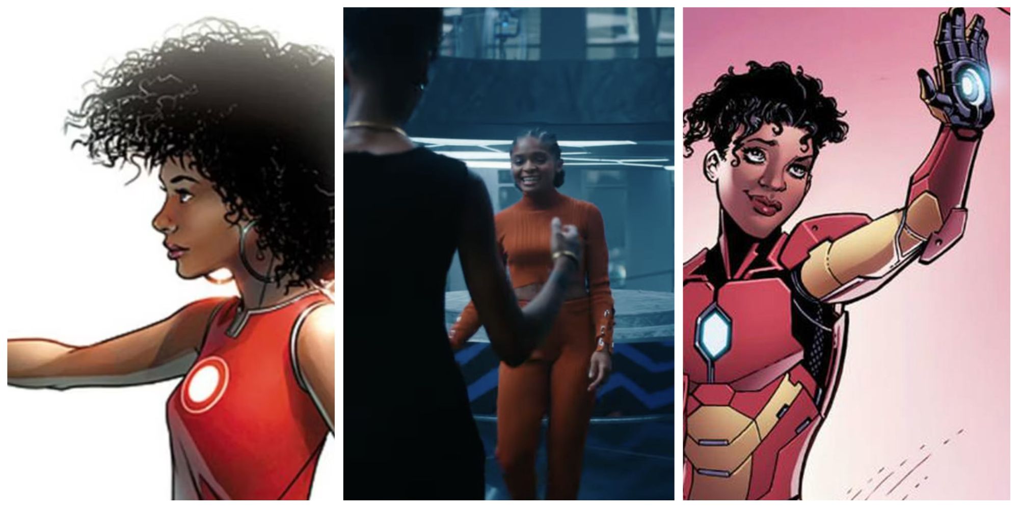 riri williams from black panther: wakanda forever with shuri and iron heart from marvel comics