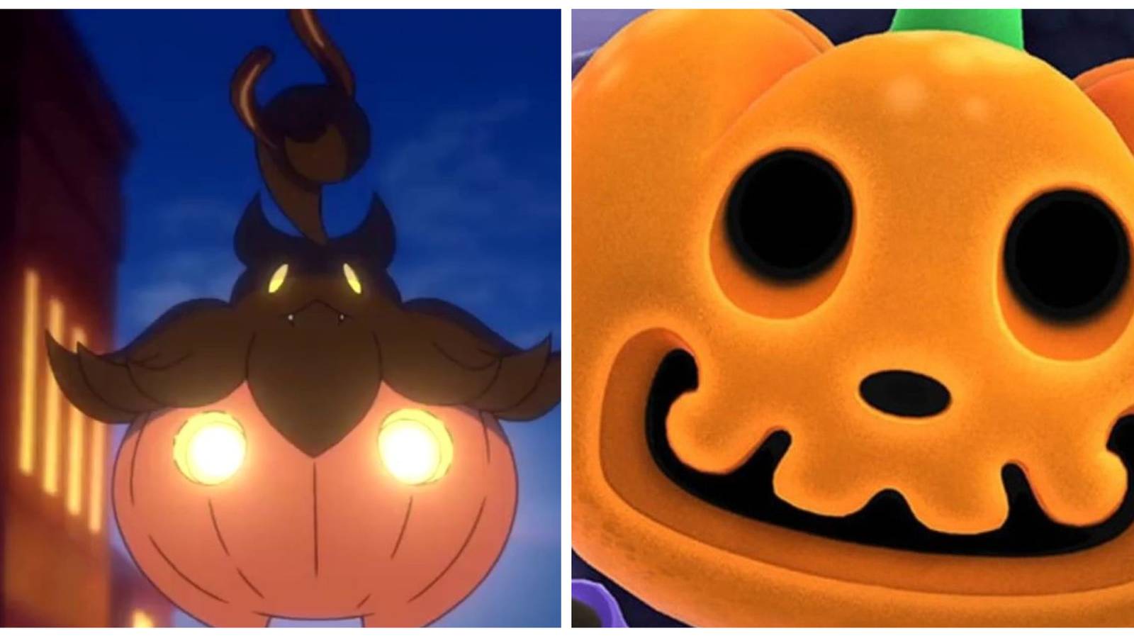 Left: Pumpkaboo from Pokémon. Right: Jack from Animal Crossing