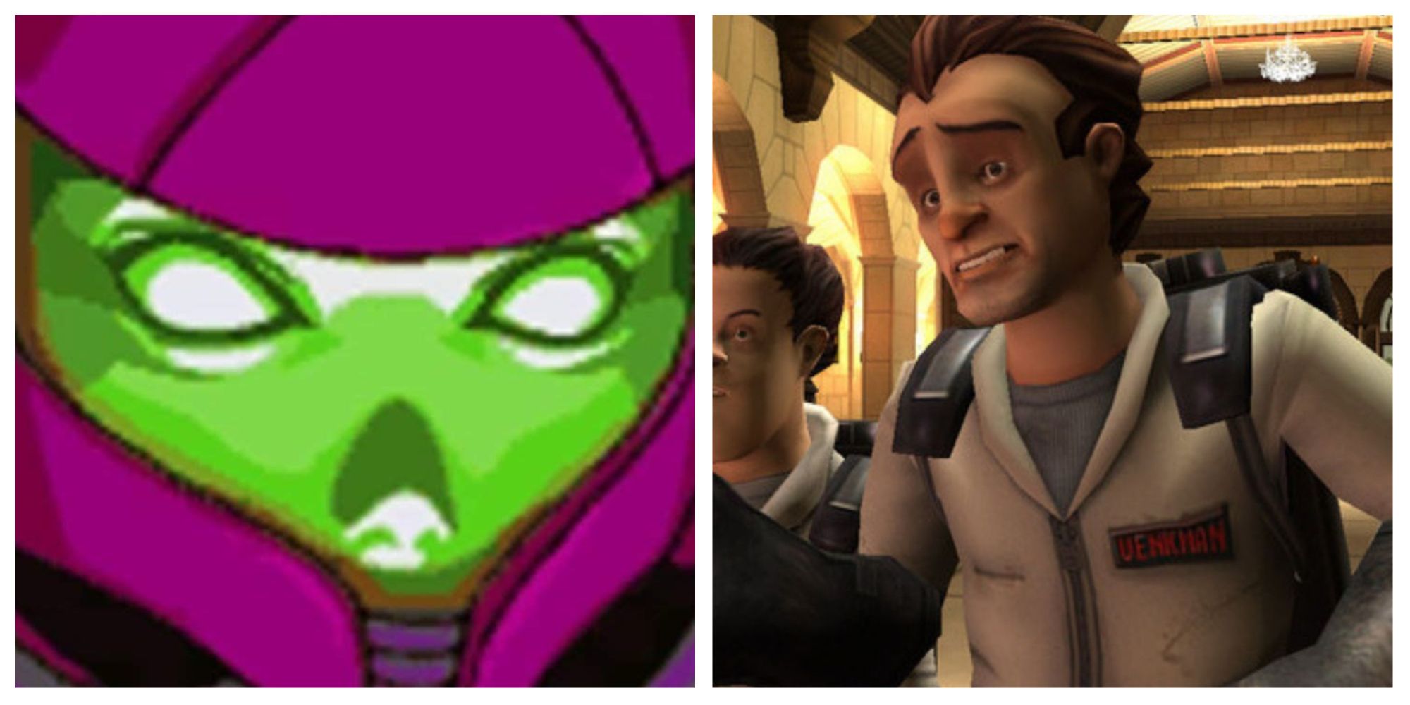 Left: The SA-X from Metroid Fusion. Right: Peter Venkman from Ghostbusters on the Wii