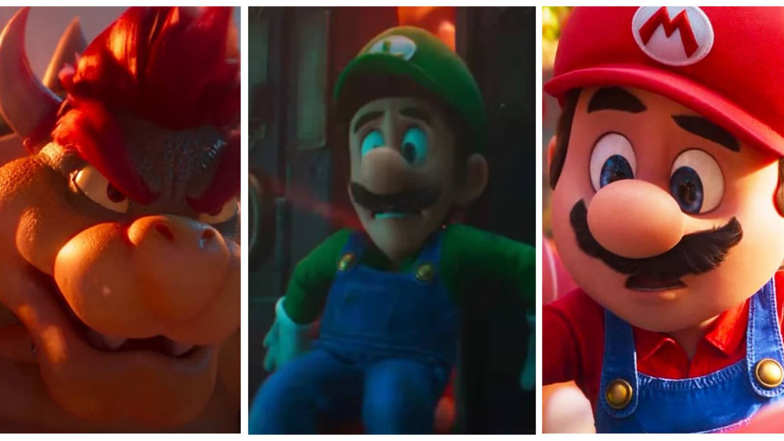 jack black as bowser, charlie day as luigi, chris pratt as mario