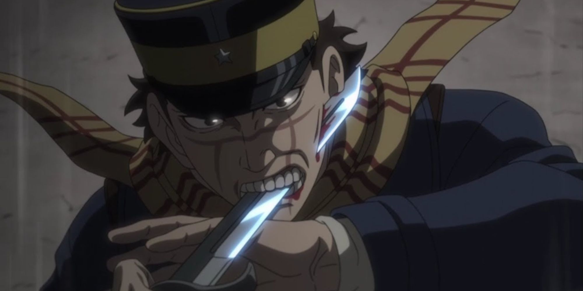 the immortal sugimoto stopping an attack with his teeth 