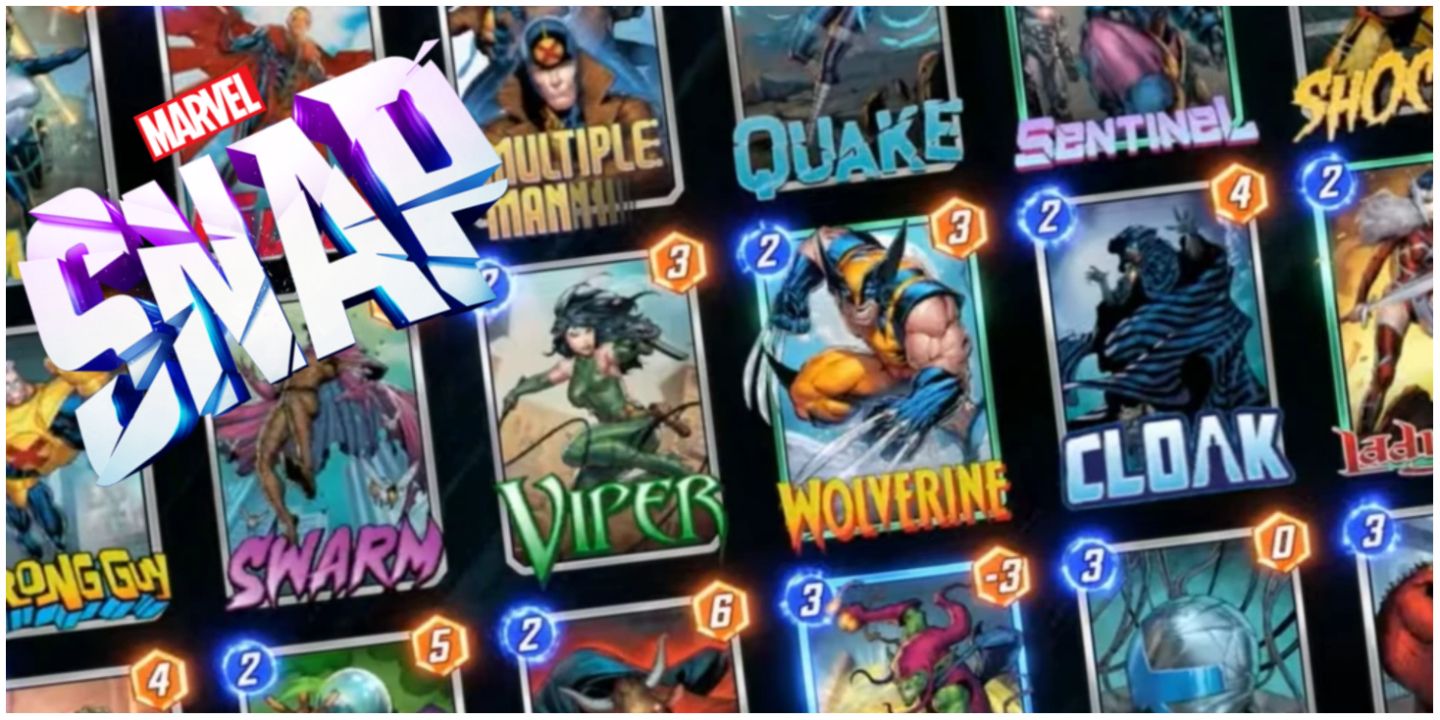 marvel snap logo with cards behind it