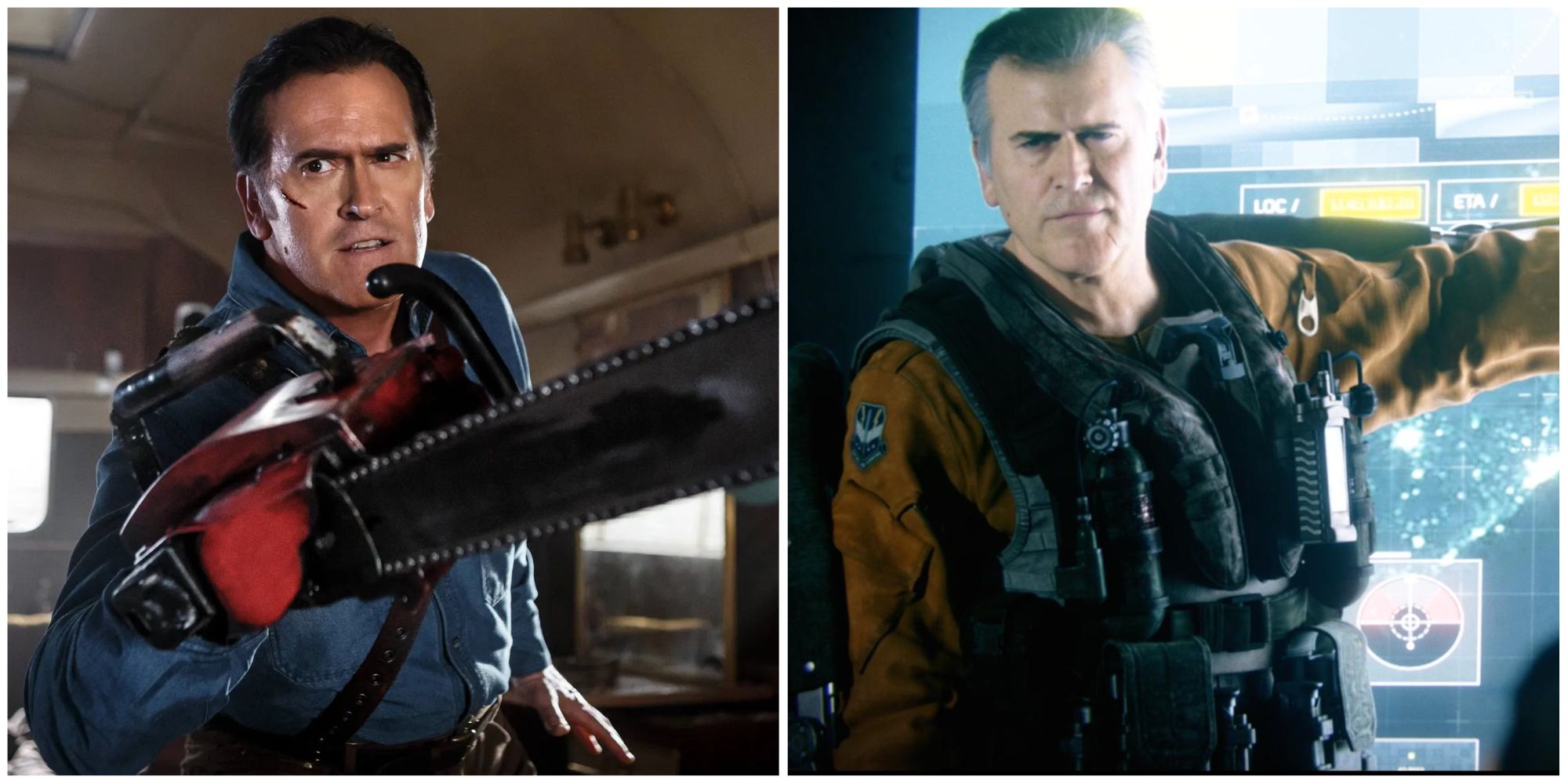 Bruce Campbell As Ash From Ash Vs Evil Dead & Bruce Campbell As Lennox From Call Of Duty Advanced Warfare Exo Zombies