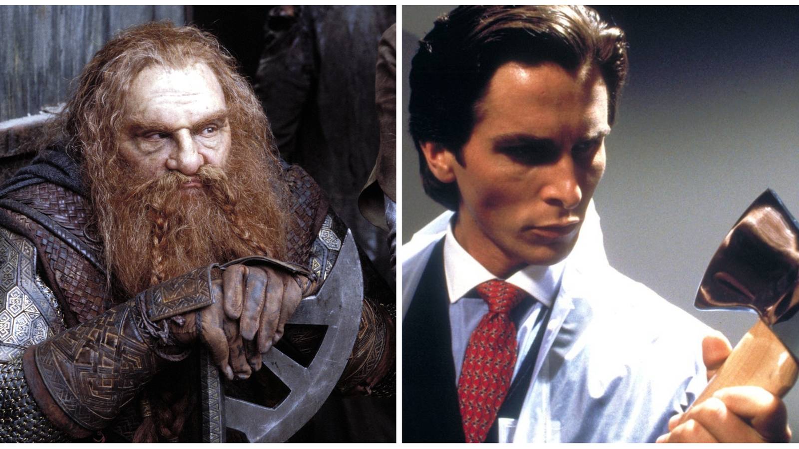 5 Most Iconic Axe Wielders In Movies. The Lord of the Rings (left) and American Psycho (right)
