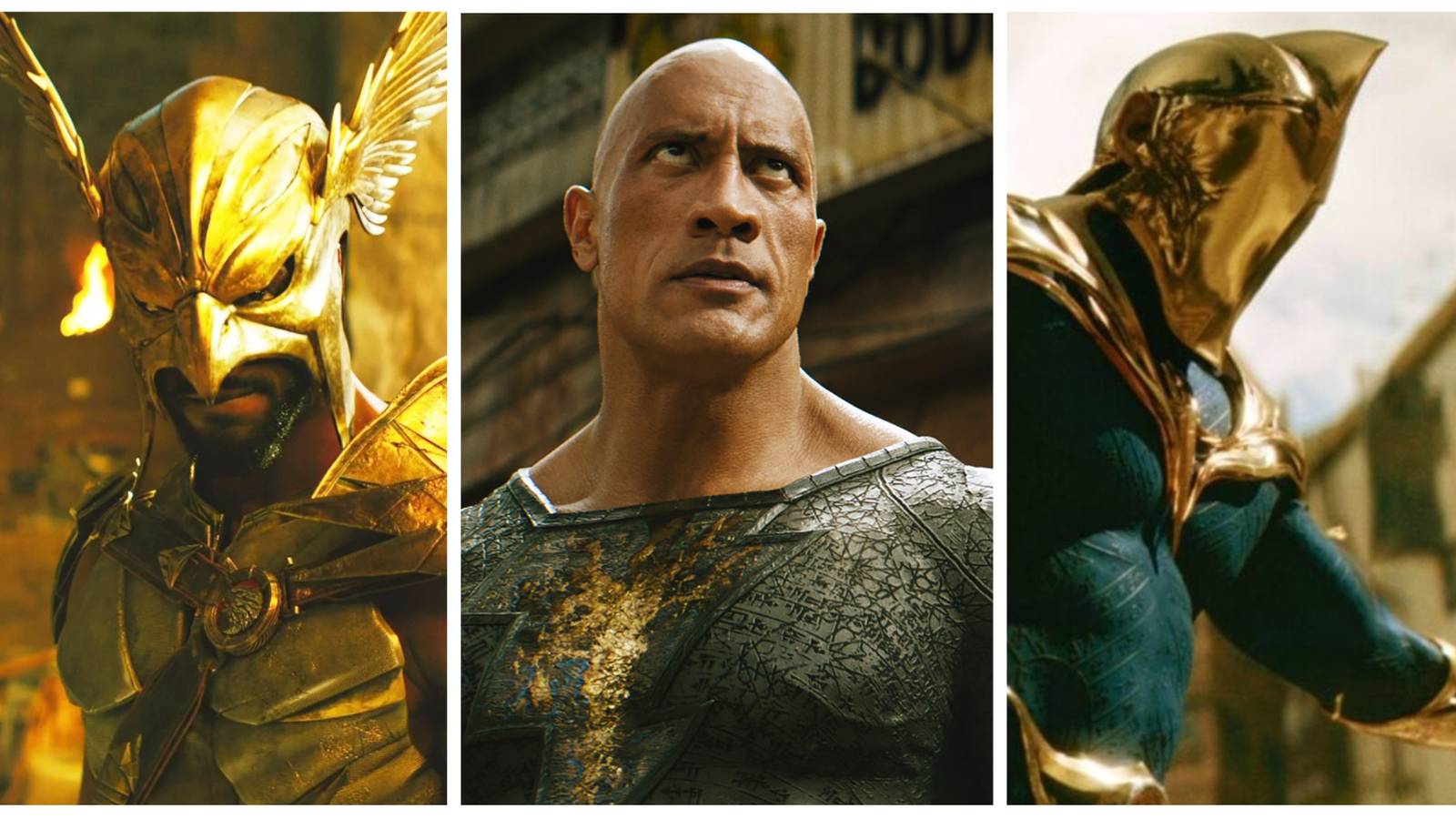 hawkman, black adam and doctor fate from dceu black adam