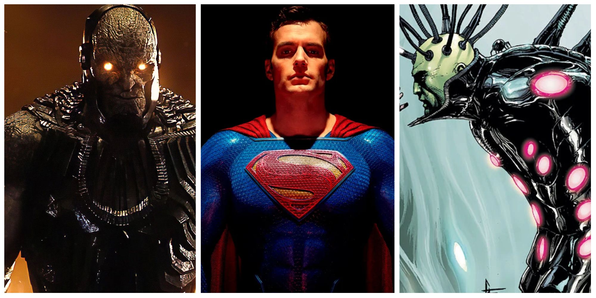 henry cavill superman, darkseid zack snyder's justice league and brainiac from dc comics
