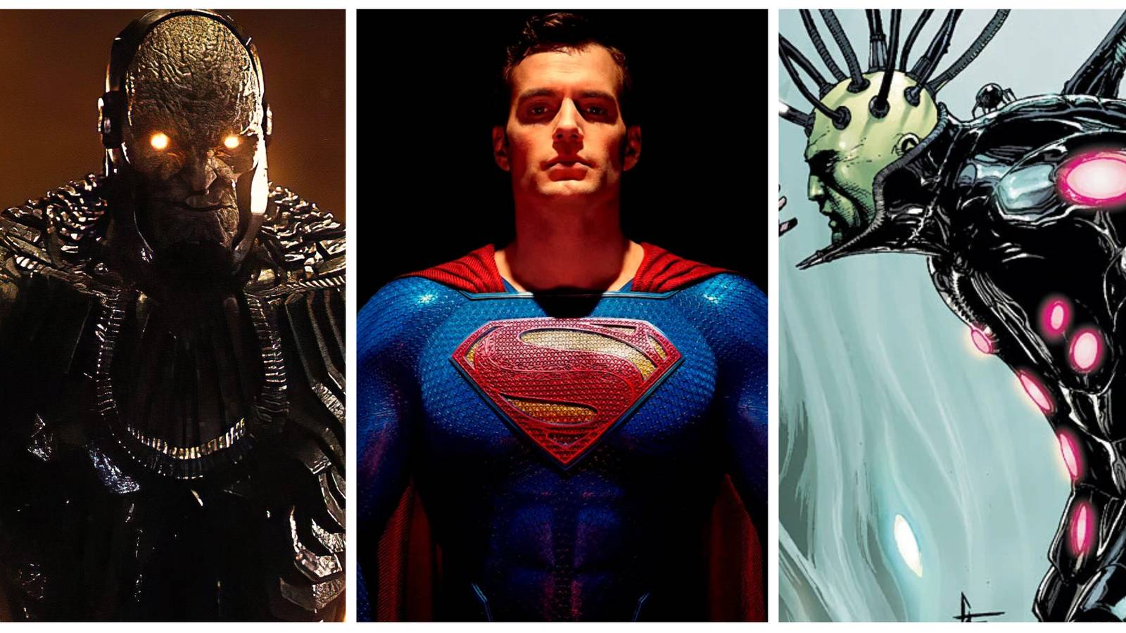 henry cavill superman, darkseid zack snyder's justice league and brainiac from dc comics
