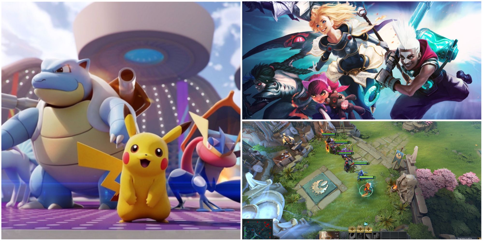 MOBA featured image, Pokemon Unite, League of Legends, DOTA 2