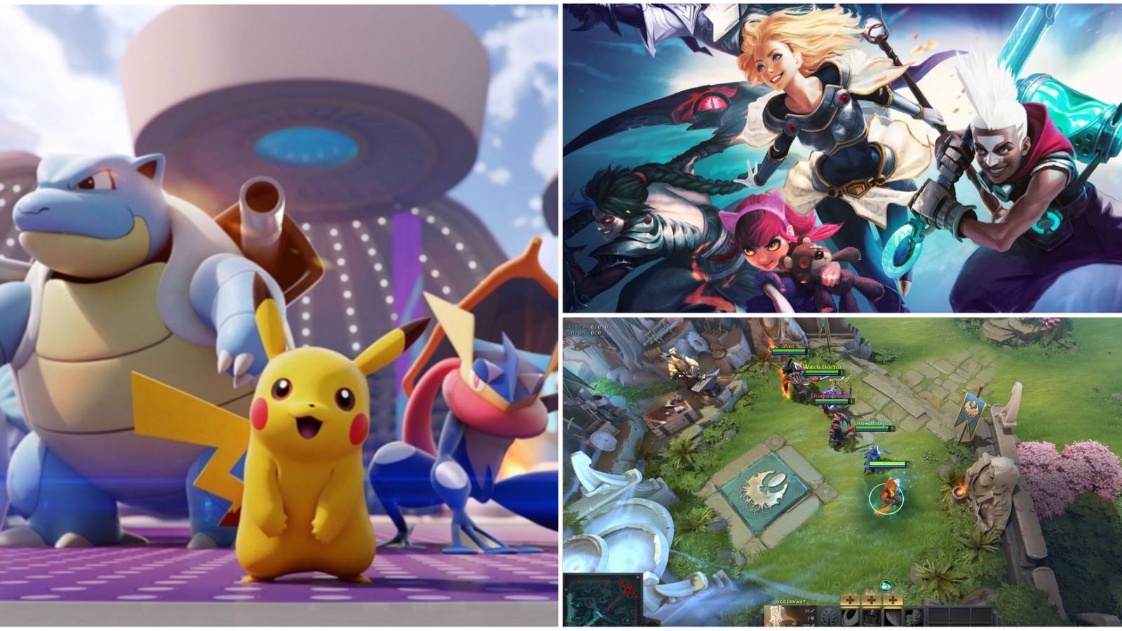 MOBA featured image, Pokemon Unite, League of Legends, DOTA 2