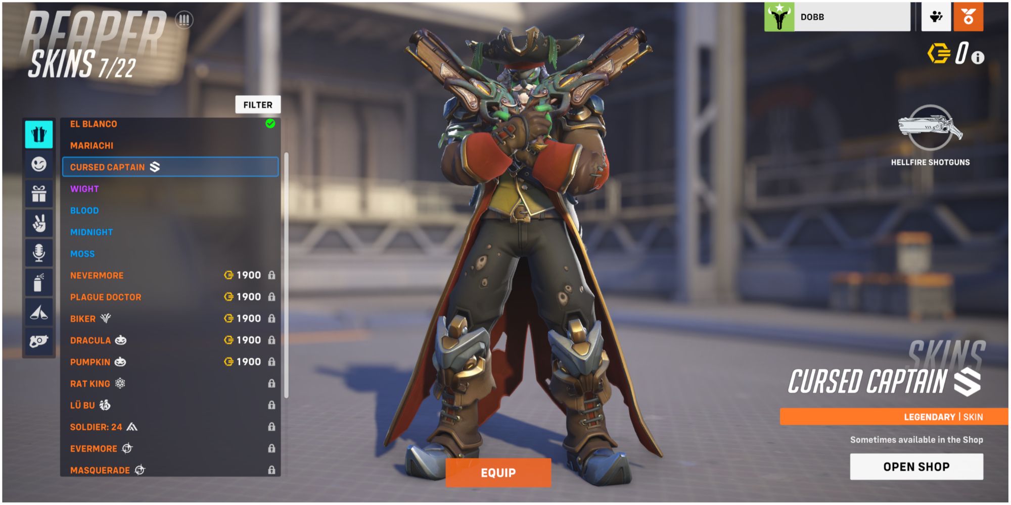 Overwatch 2 Cursed Captain Skin Reaper