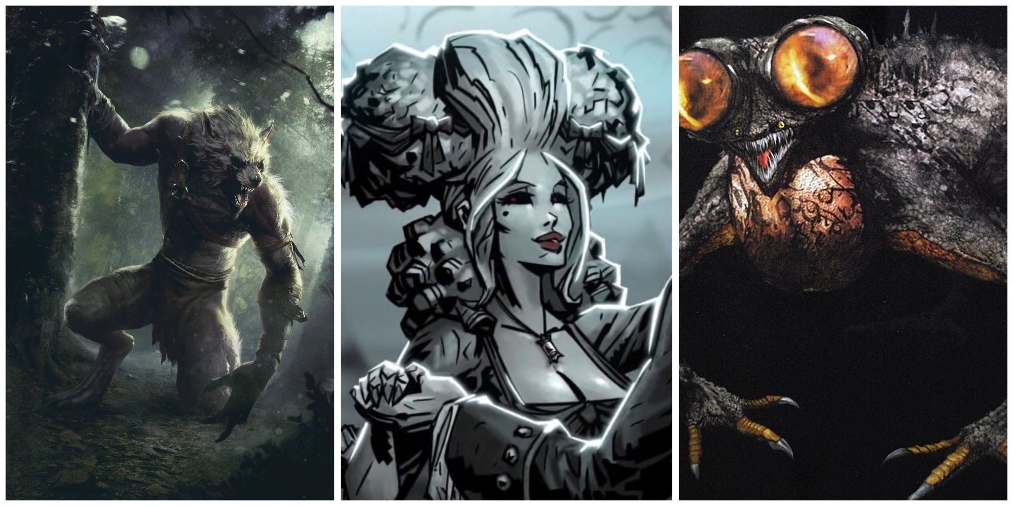 Witcher 3 werewolf, Darkest Dungeon Crimson Countess, Dark Souls Basilisk