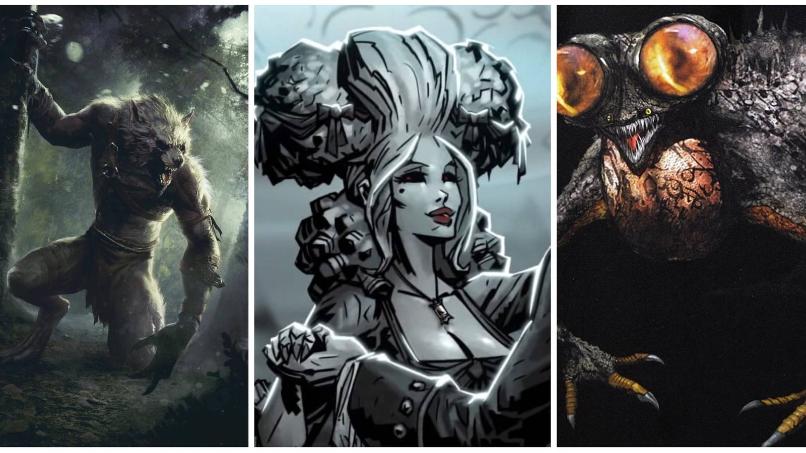 Witcher 3 werewolf, Darkest Dungeon Crimson Countess, Dark Souls Basilisk