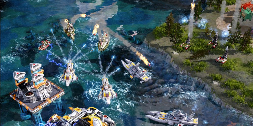 Command and Conquer Red Alert 3 Water Units Fighting