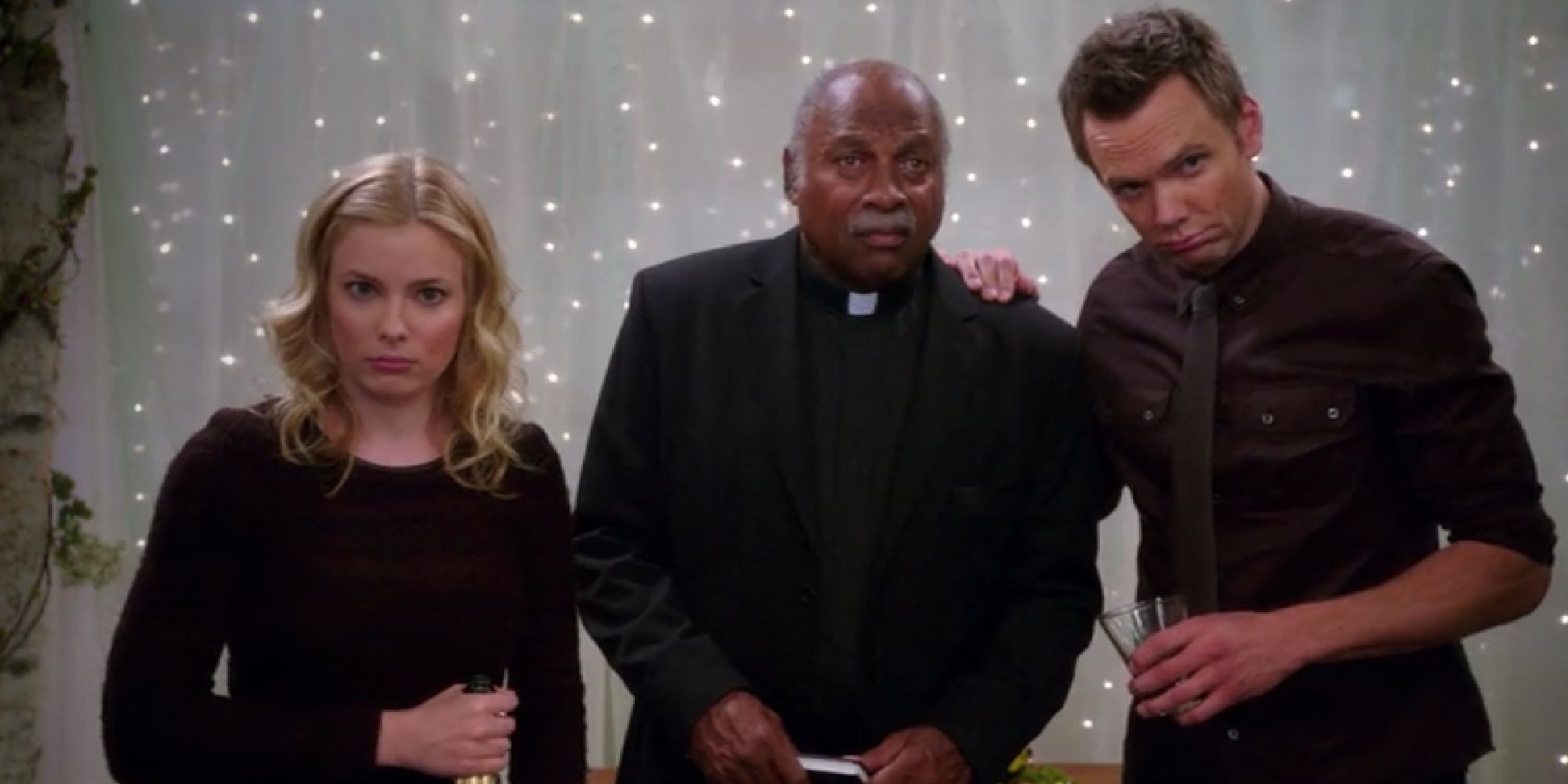 Jeff and Britta drunkenly getting married with a priest in season 3