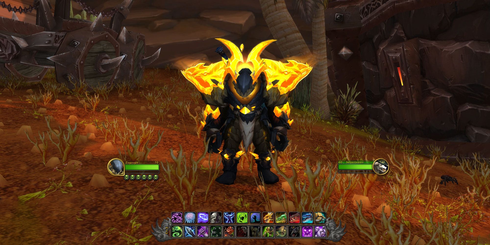 in-game screenshot of a death knight in full set gear in wow dragonflight