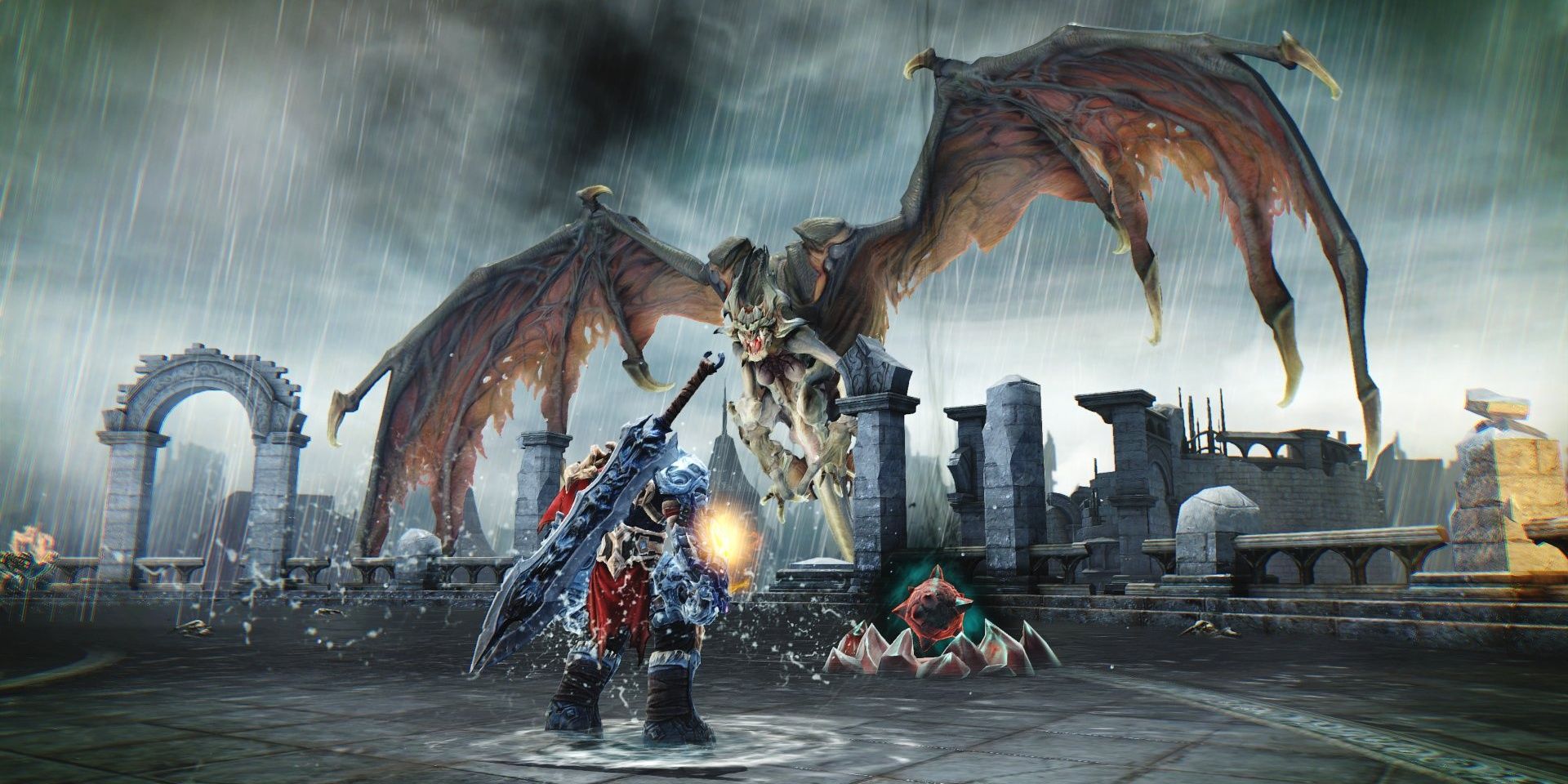 A dragon about to go in to attack in Darksiders