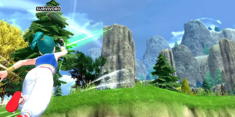 Dragon Ball The Breakers - Bulma Survivor Using Grapple To Get To Highest Point In Map