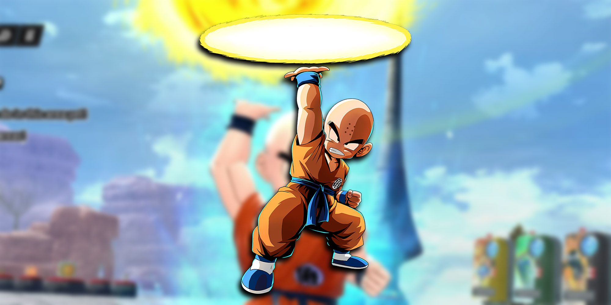 Dragon Ball The Breakers - Krillin Using Destructo Disc In Training Mode With Krillin PNG Overlaid On Top