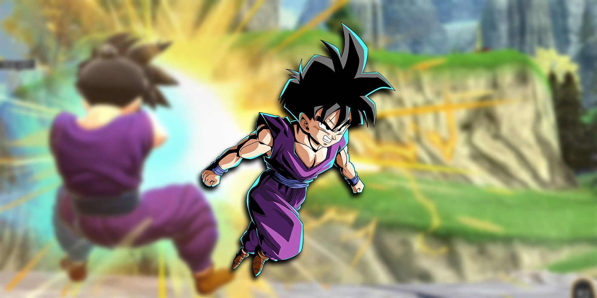 Dragon Ball The Breakers - Teen Gohan Using Masenko In-Game With Gohan PNG Overlaid On Top