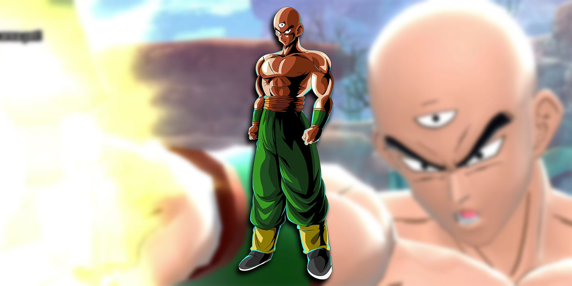 Dragon Ball The Breakers - Tien Using Dodon Ray In-Game With Tien PNG Overlaid On Top